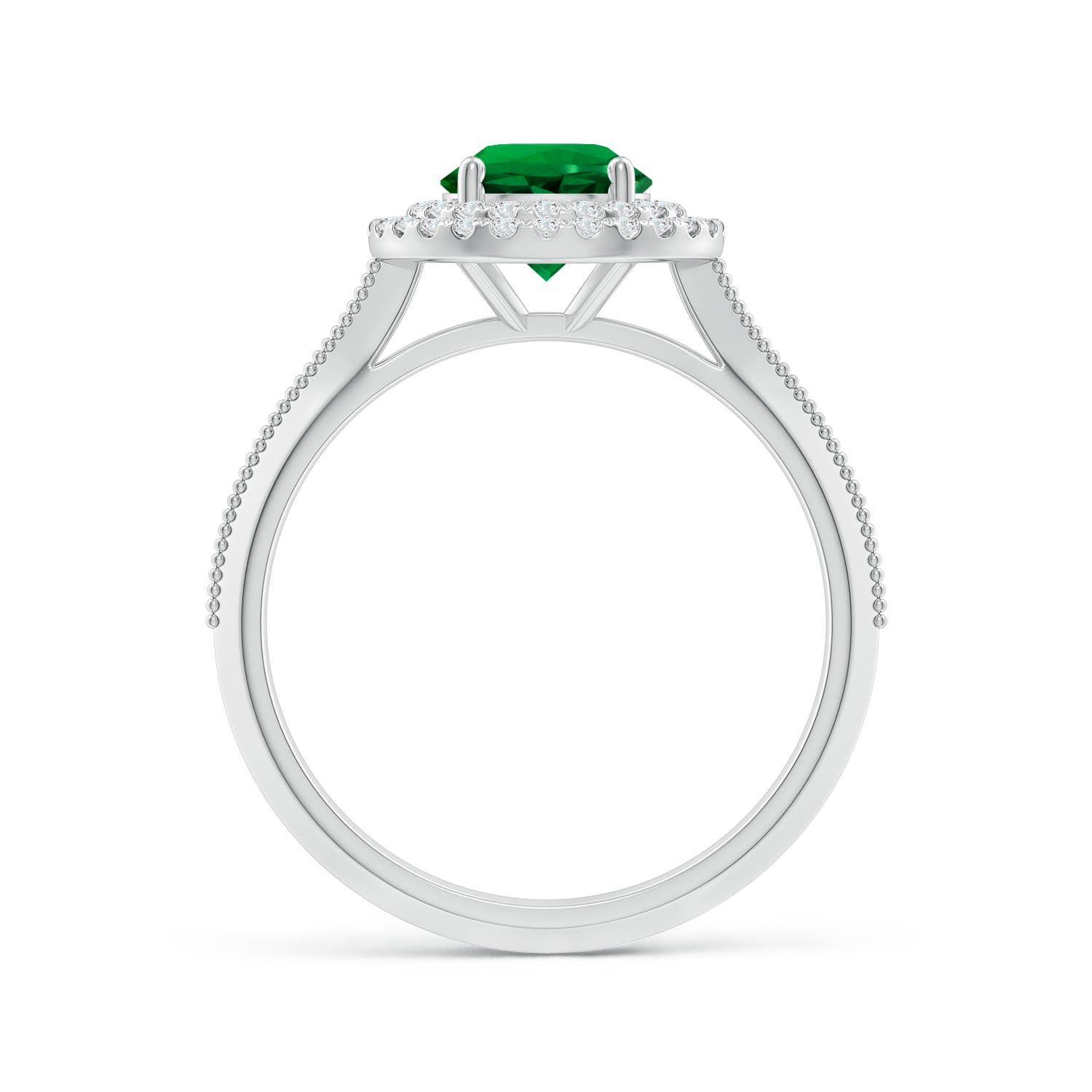 6.5mm Labgrown Lab-Grown Vintage Inspired Round Emerald Double Halo Engagement Ring in White Gold - side 2
