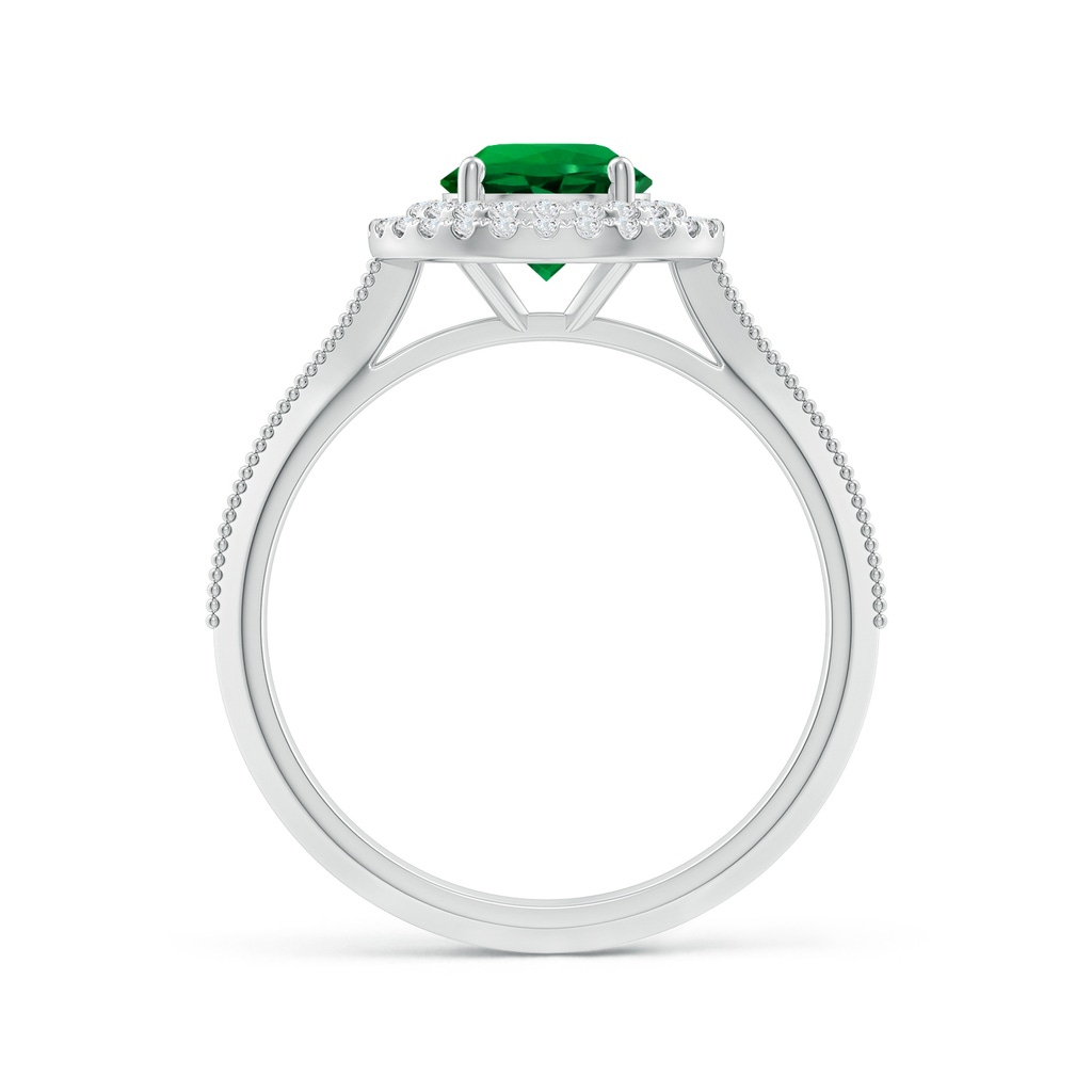6.5mm Labgrown Lab-Grown Vintage Inspired Round Emerald Double Halo Engagement Ring in White Gold - side 199