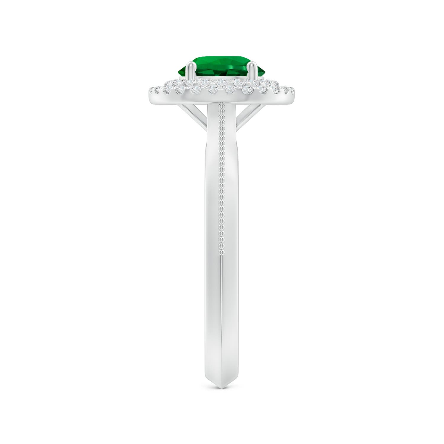 6.5mm Labgrown Lab-Grown Vintage Inspired Round Emerald Double Halo Engagement Ring in White Gold - side 3