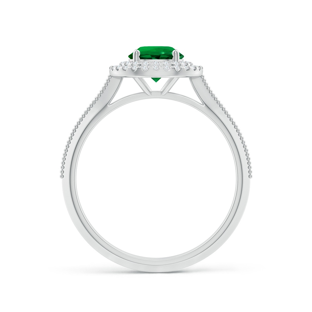 6mm Labgrown Lab-Grown Vintage Inspired Round Emerald Double Halo Engagement Ring in P950 Platinum - side 199