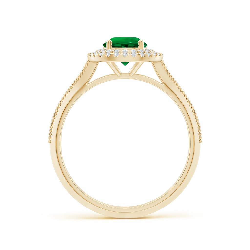 6mm Labgrown Lab-Grown Vintage Inspired Round Emerald Double Halo Engagement Ring in Yellow Gold - side 199