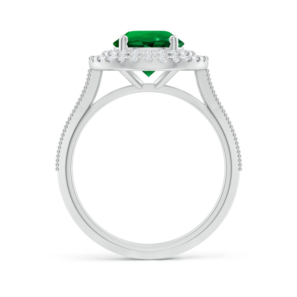 8mm Labgrown Lab-Grown Vintage Inspired Round Emerald Double Halo Engagement Ring in White Gold - side 199