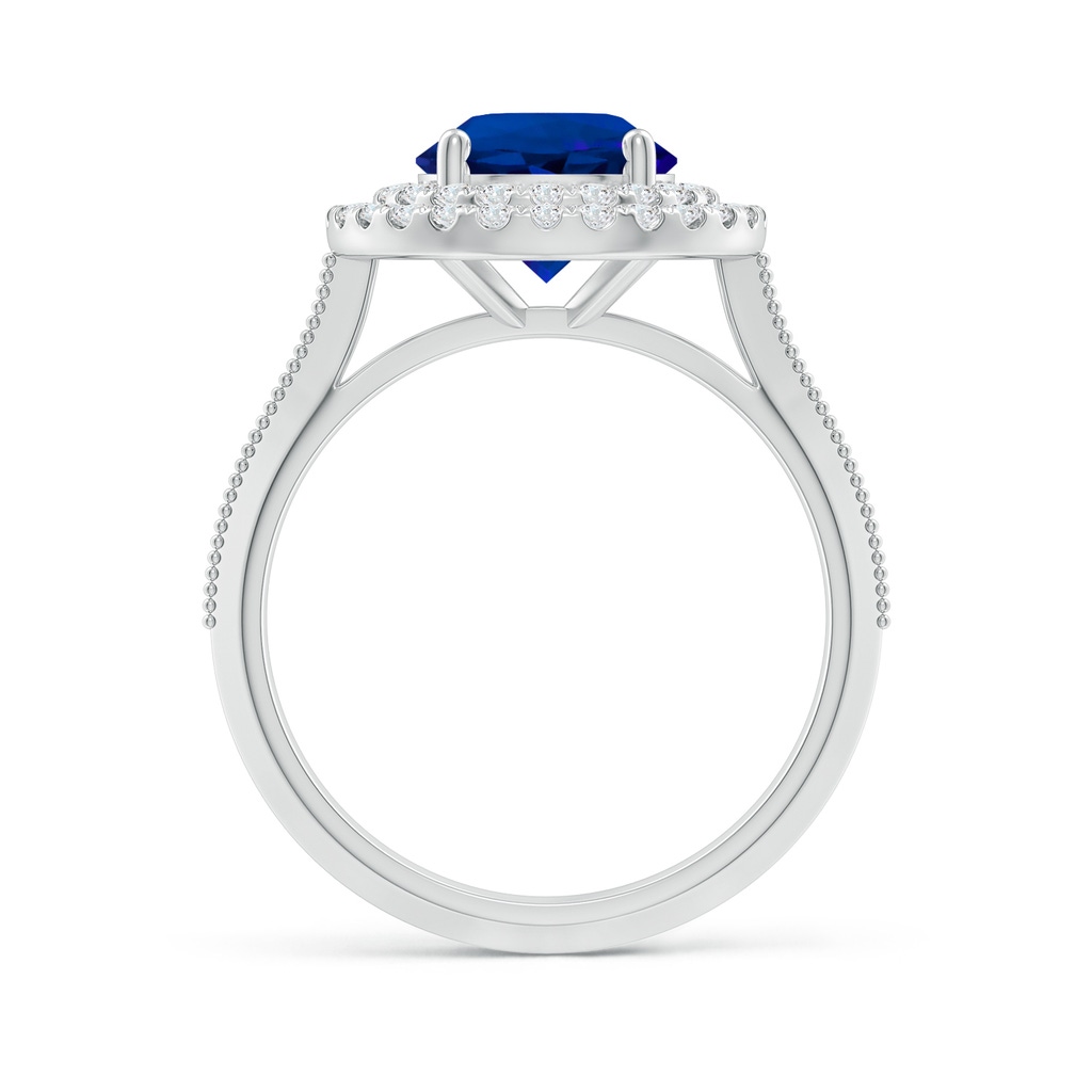 8mm Labgrown Lab-Grown Vintage Inspired Round Blue Sapphire Double Halo Engagement Ring in White Gold Side 199