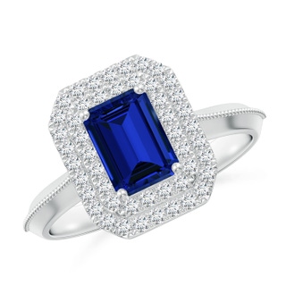 Emerald Cut Lab-Grown Lab Grown Blue Sapphire