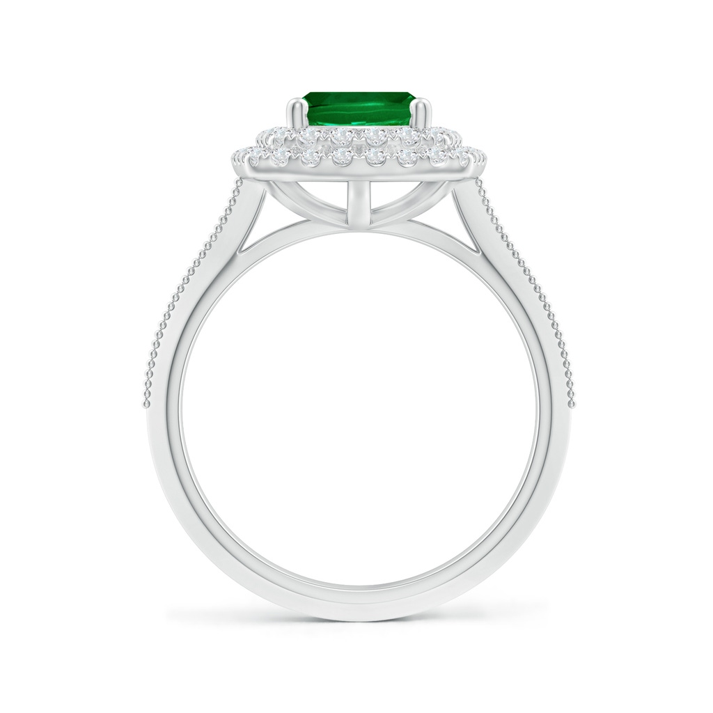 9x7mm Labgrown Lab-Grown Vintage Inspired Cushion Rectangular Emerald Double Halo Engagement Ring in White Gold Side 199