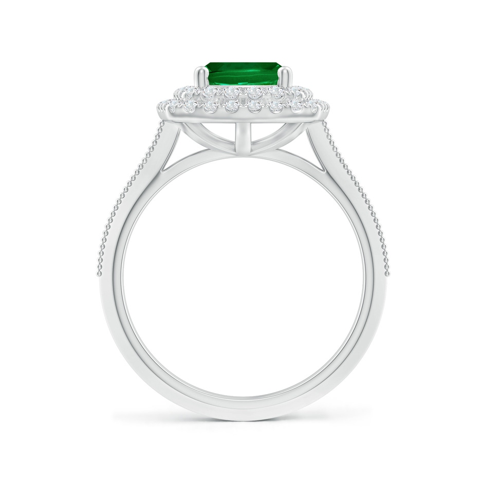 9x7mm Labgrown Lab-Grown Vintage Inspired Cushion Rectangular Emerald Double Halo Engagement Ring in White Gold side 199