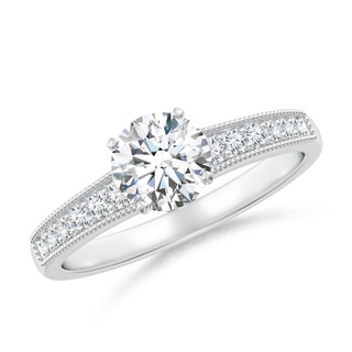5.9mm FGVS Lab-Grown Vintage Style Round Diamond Engagement Ring with Accents in White Gold