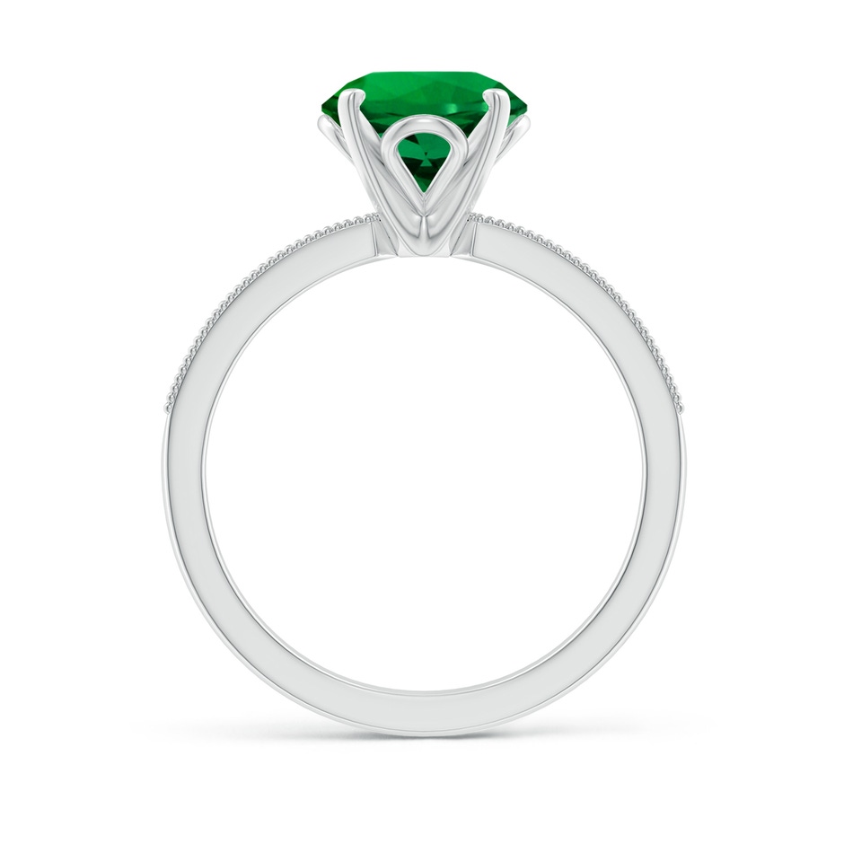 8mm Labgrown Lab-Grown Vintage Style Round Emerald Engagement Ring with Accents in White Gold side 199