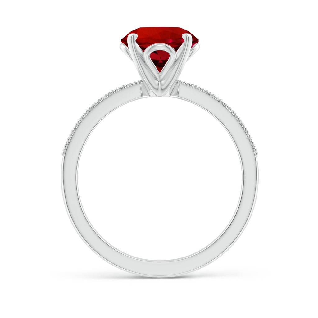 8mm Labgrown Lab-Grown Vintage Style Round Ruby Engagement Ring with Accents in White Gold Side 199