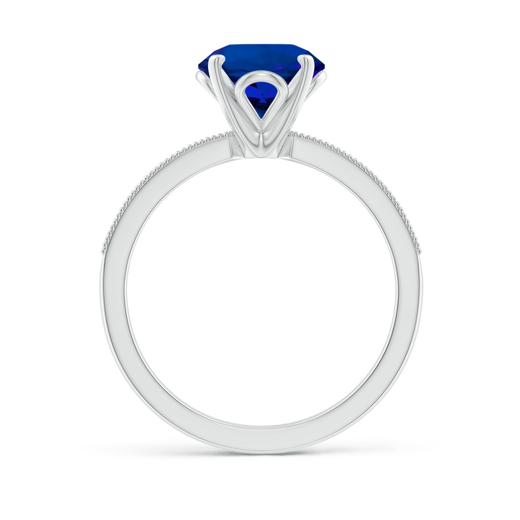 8mm Labgrown Lab-Grown Vintage Style Round Blue Sapphire Engagement Ring with Accents in White Gold Side 199
