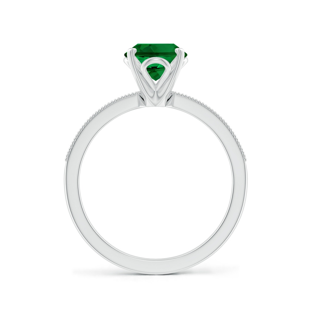 9x7mm Labgrown Lab-Grown Vintage Style Oval Emerald Engagement Ring with Accents in White Gold Side 199
