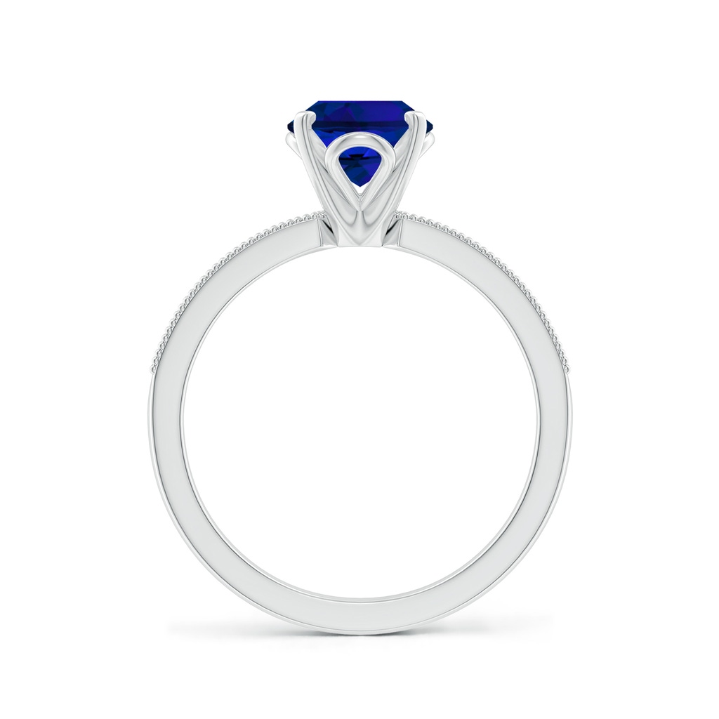 9x7mm Labgrown Lab-Grown Vintage Style Oval Blue Sapphire Engagement Ring with Accents in White Gold Side 199