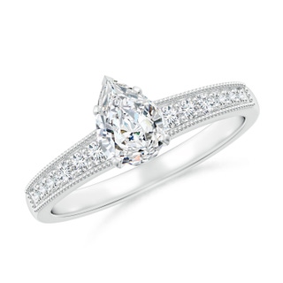 7x5mm FGVS Lab-Grown Vintage Style Pear-Shaped Diamond Engagement Ring with Accents in White Gold