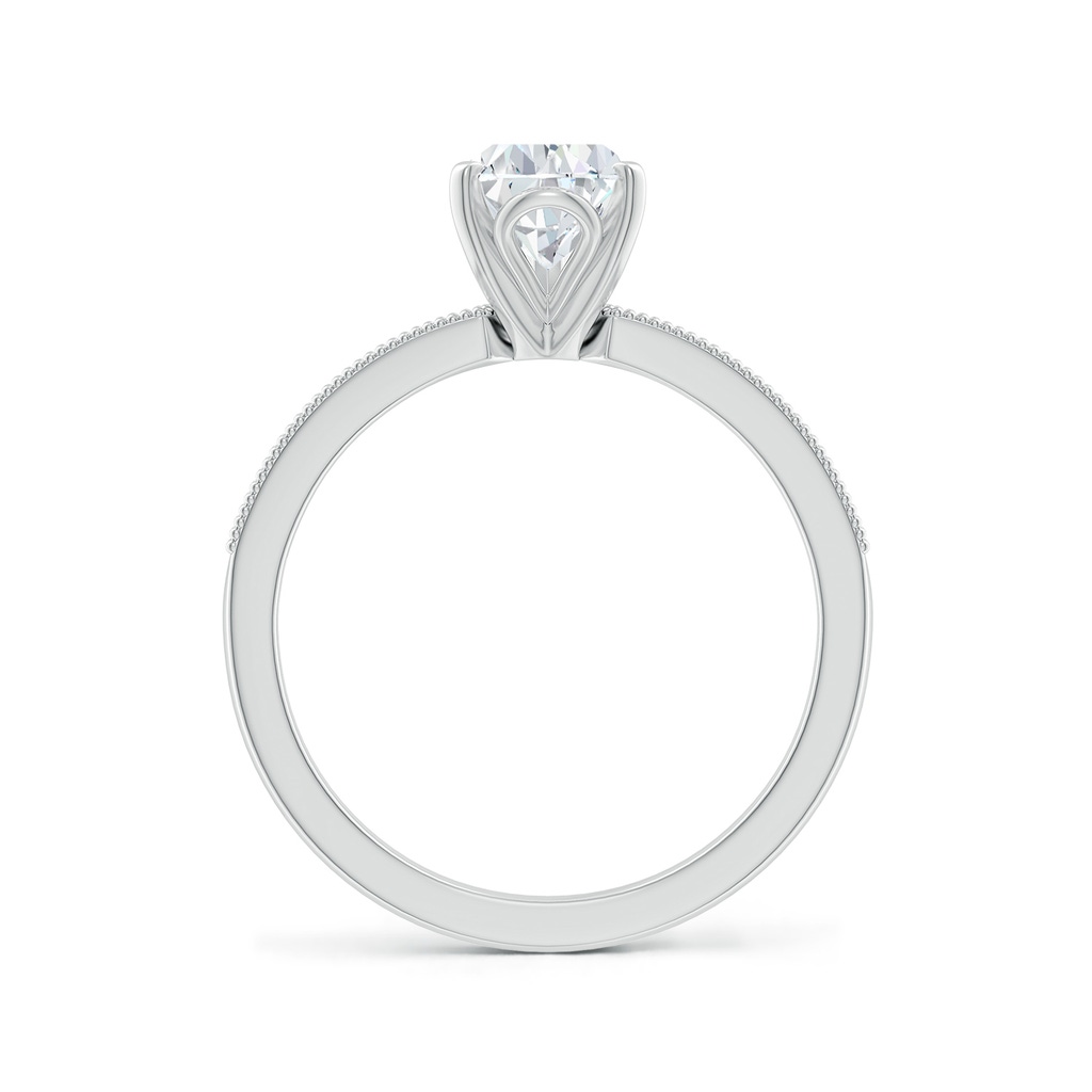 9.5x6mm FGVS Lab-Grown Vintage Style Pear-Shaped Diamond Engagement Ring with Accents in White Gold Side 199