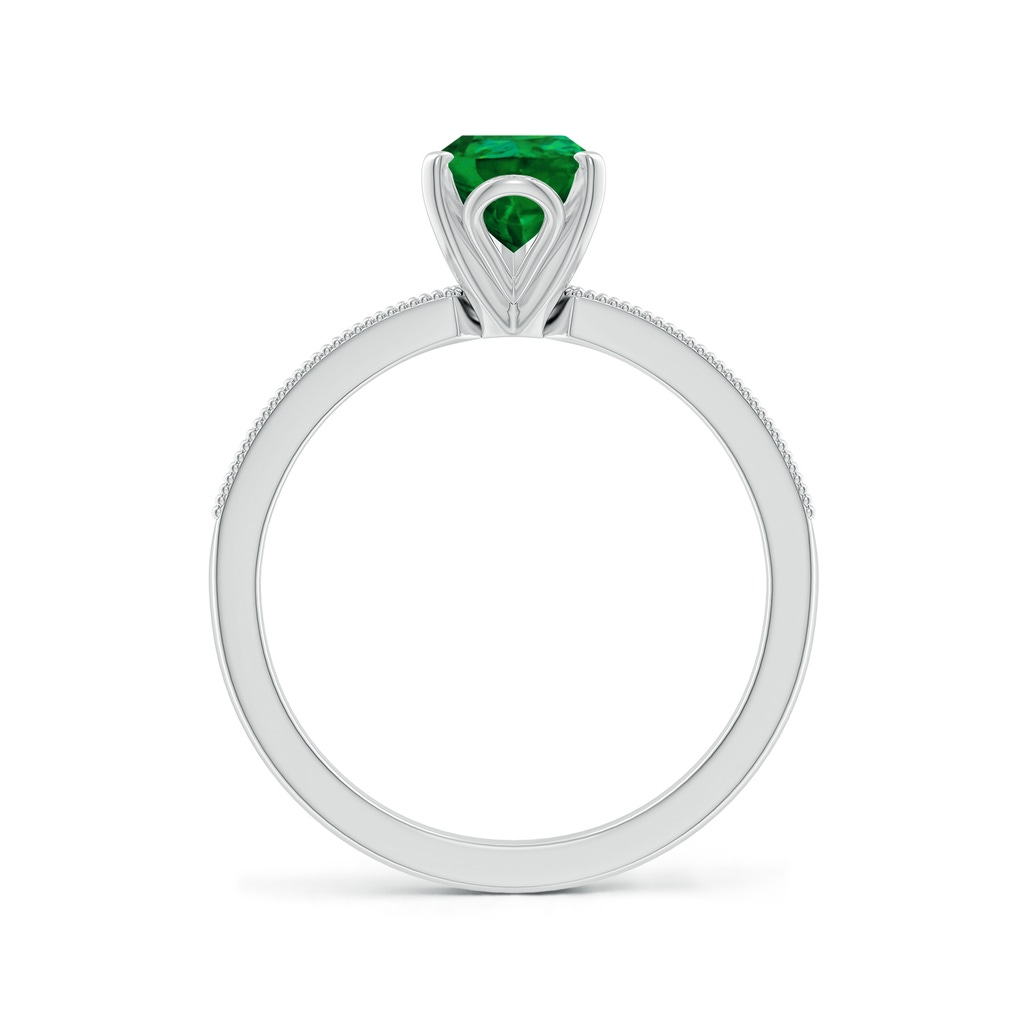 9x7mm Labgrown Lab-Grown Vintage Style Pear-Shaped Emerald Engagement Ring with Accents in White Gold Side 199