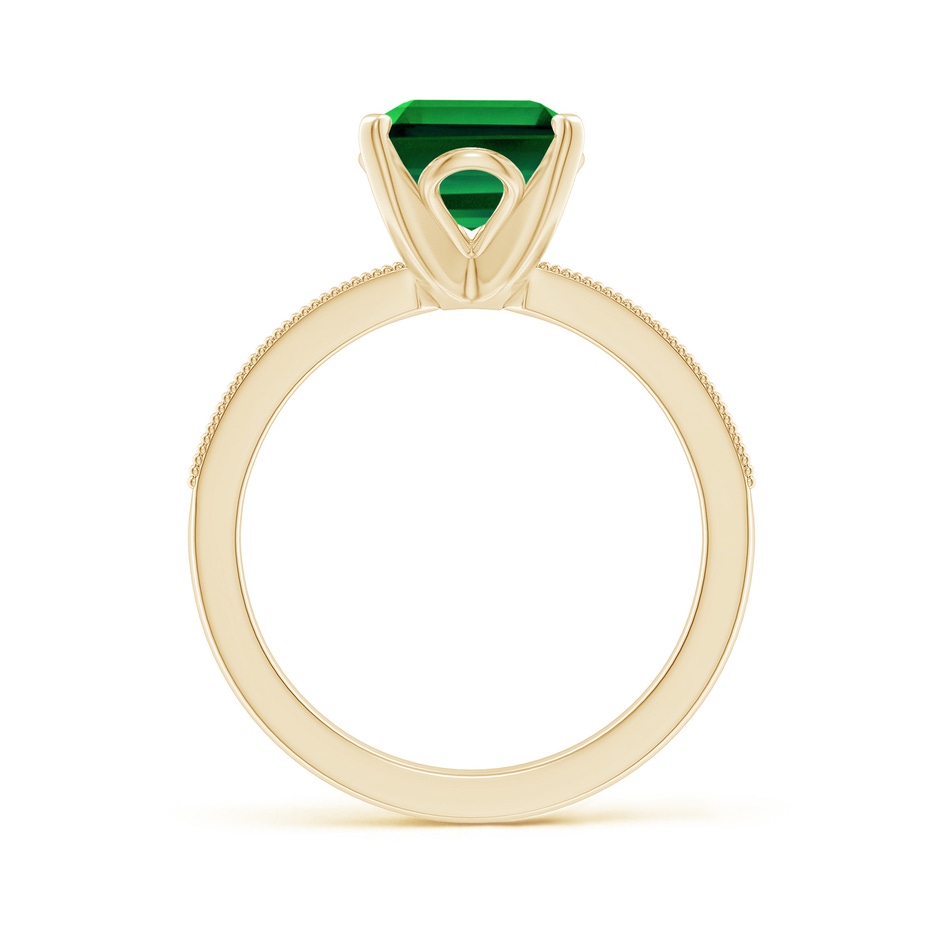 10x8mm Labgrown Lab-Grown Vintage Style Emerald-Cut Emerald Engagement Ring with Accents in 18K Yellow Gold side 199