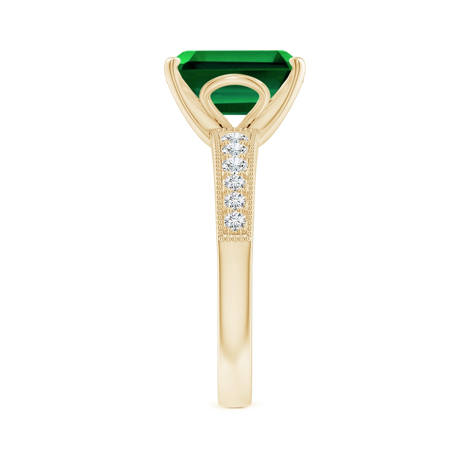 10x8mm Labgrown Lab-Grown Vintage Style Emerald-Cut Emerald Engagement Ring with Accents in 18K Yellow Gold side 299