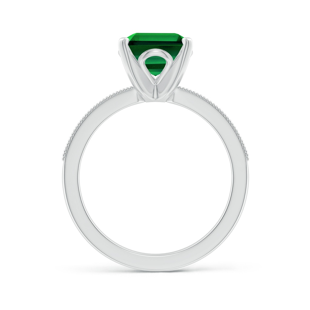 10x8mm Labgrown Lab-Grown Vintage Style Emerald-Cut Emerald Engagement Ring with Accents in P950 Platinum - side 199