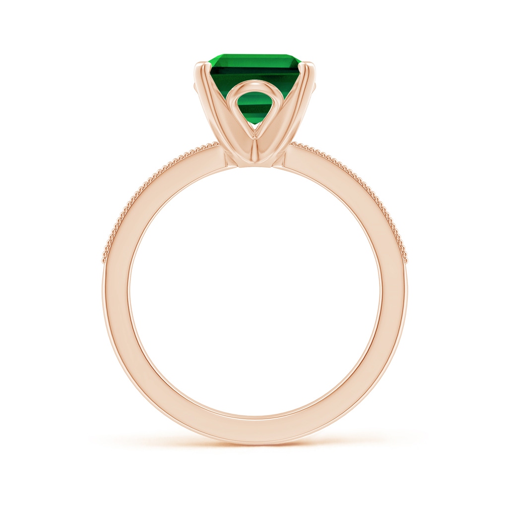 10x8mm Labgrown Lab-Grown Vintage Style Emerald-Cut Emerald Engagement Ring with Accents in Rose Gold - side 199