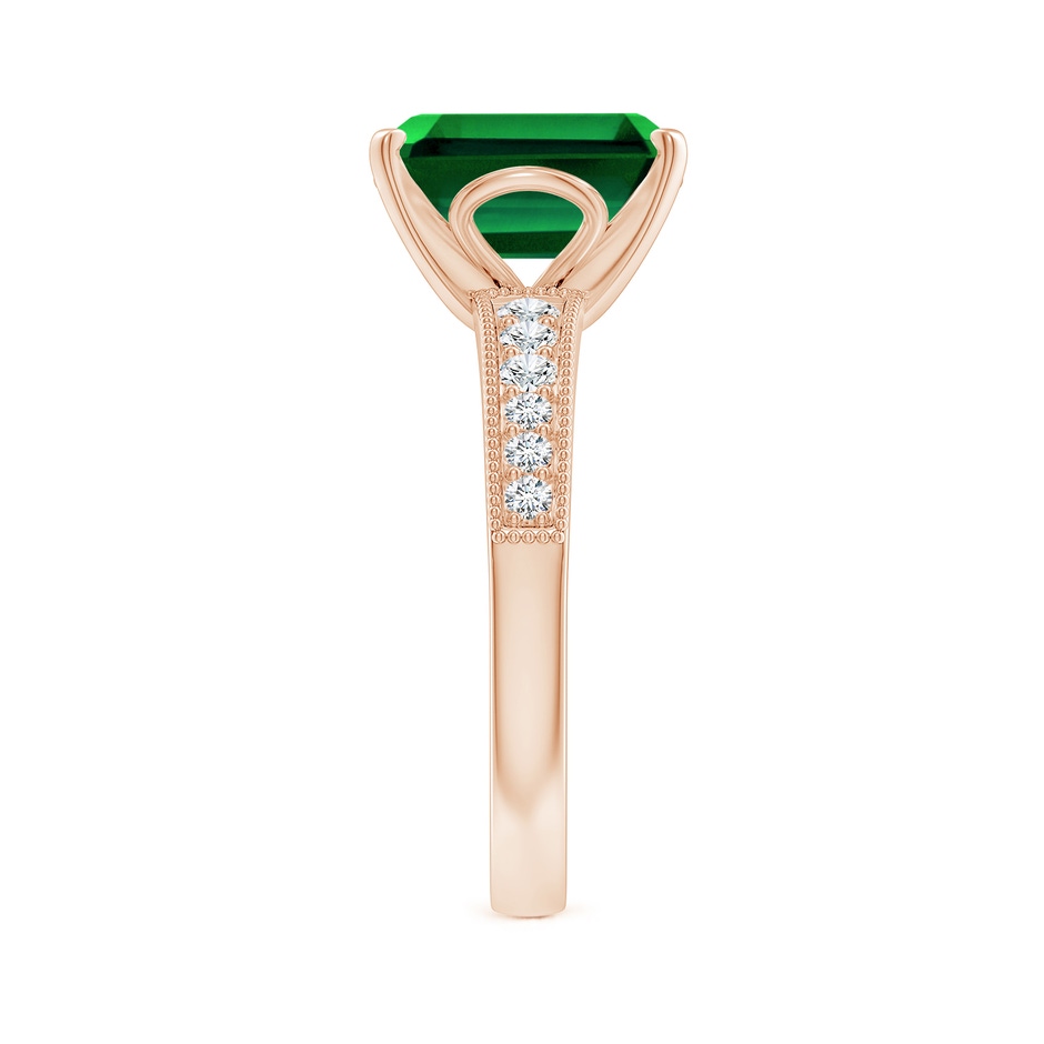 10x8mm Labgrown Lab-Grown Vintage Style Emerald-Cut Emerald Engagement Ring with Accents in Rose Gold side 299