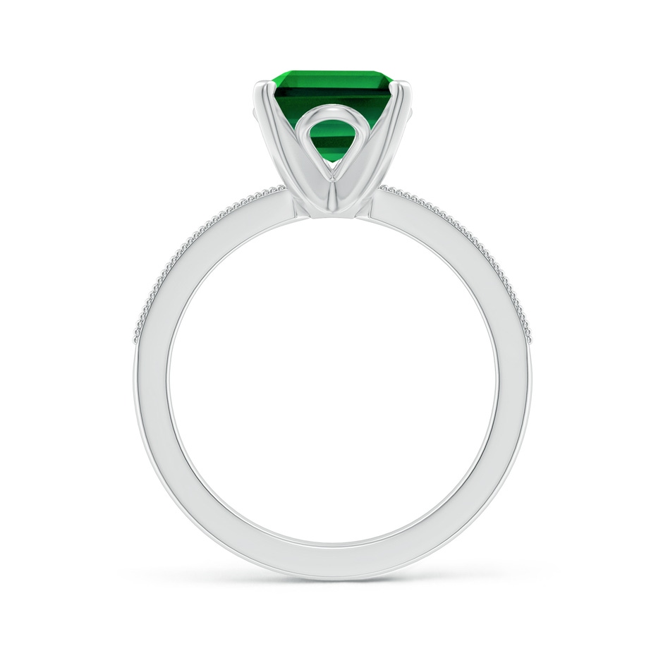 10x8mm Labgrown Lab-Grown Vintage Style Emerald-Cut Emerald Engagement Ring with Accents in White Gold side 199
