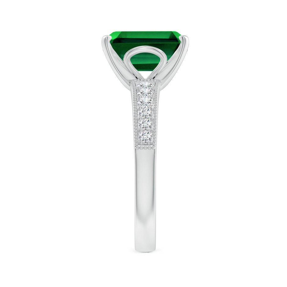 10x8mm Labgrown Lab-Grown Vintage Style Emerald-Cut Emerald Engagement Ring with Accents in White Gold side 299