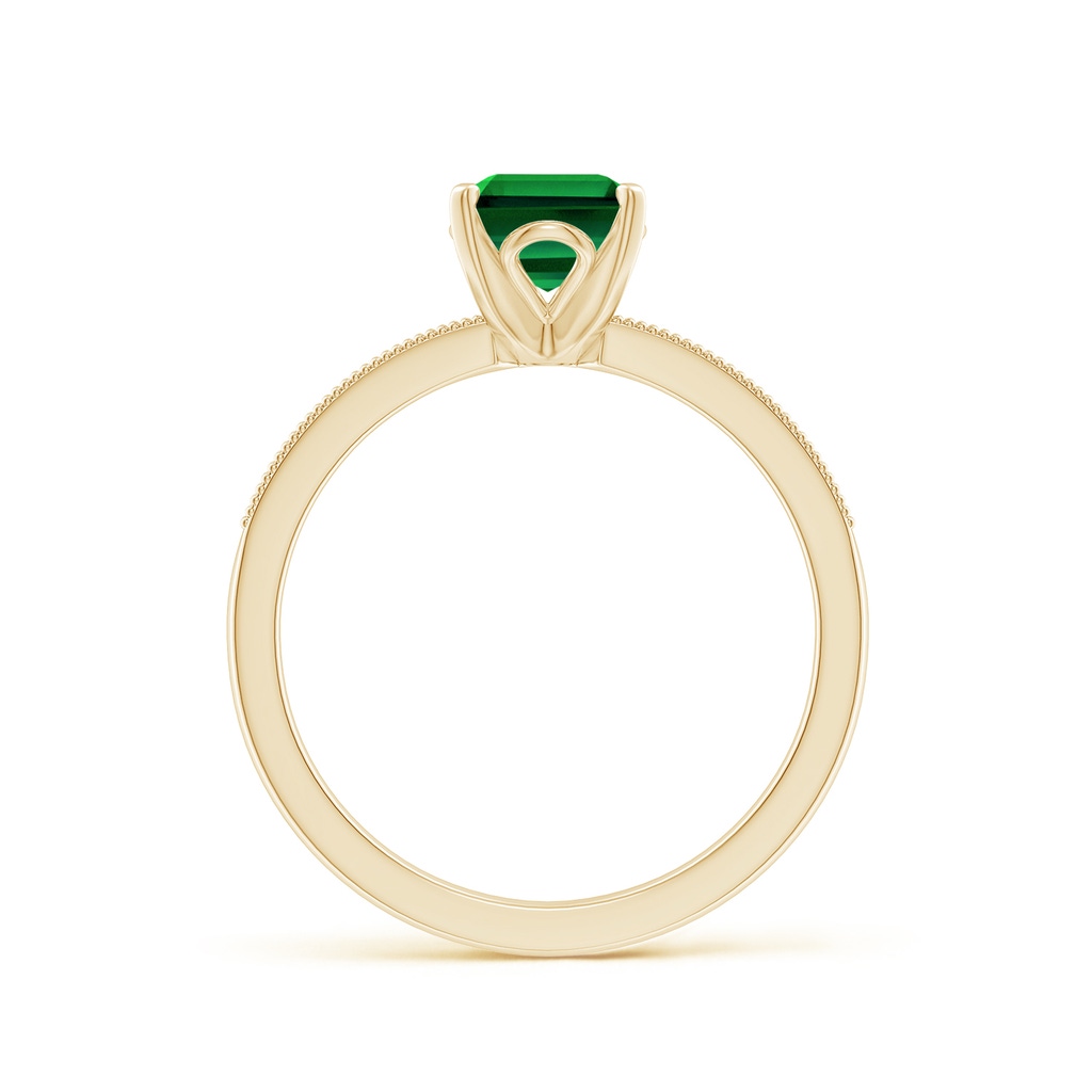 8x6mm Labgrown Lab-Grown Vintage Style Emerald-Cut Emerald Engagement Ring with Accents in 18K Yellow Gold - side 199