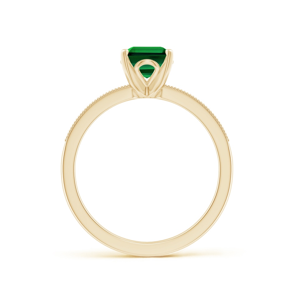 8x6mm Labgrown Lab-Grown Vintage Style Emerald-Cut Emerald Engagement Ring with Accents in 18K Yellow Gold side 199