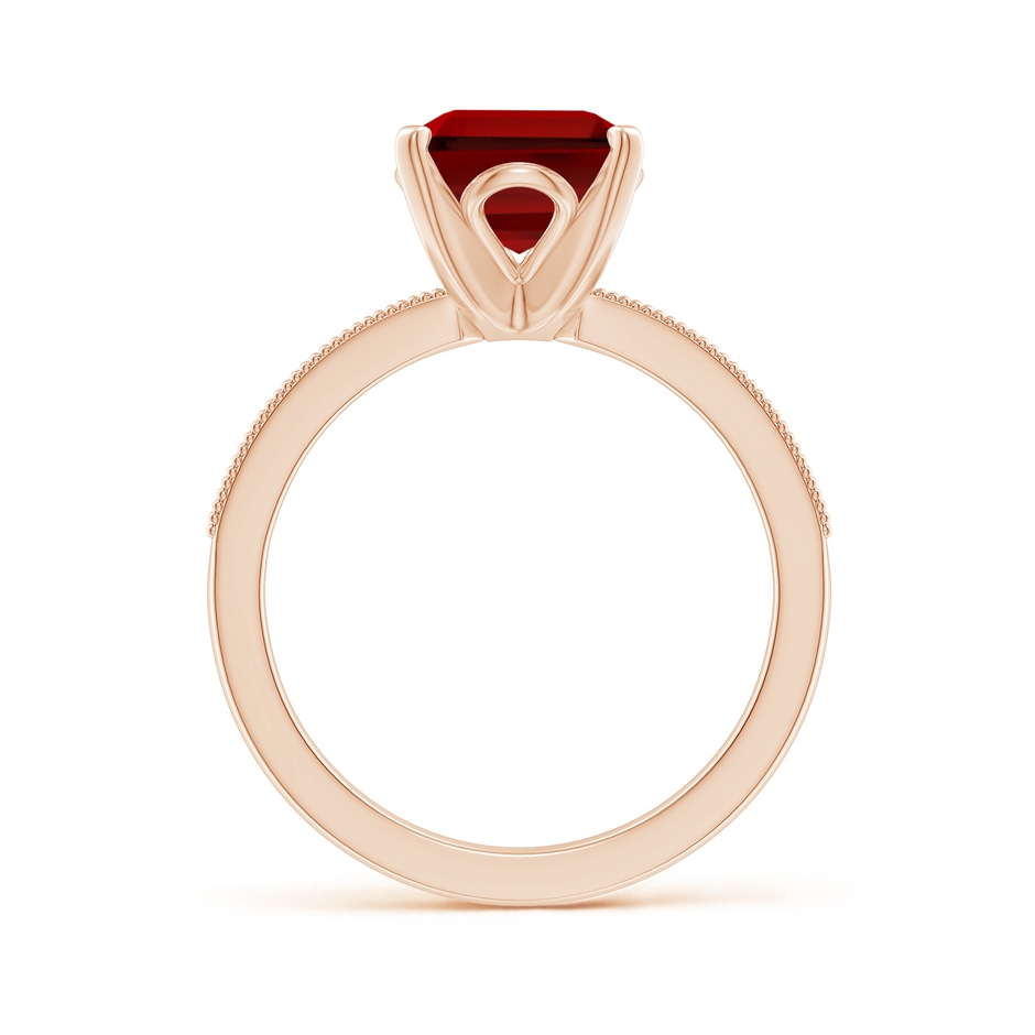 10x8mm Labgrown Lab-Grown Vintage Style Emerald-Cut Ruby Engagement Ring with Accents in 18K Rose Gold side 199