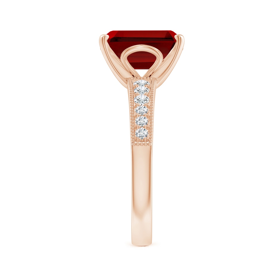 10x8mm Labgrown Lab-Grown Vintage Style Emerald-Cut Ruby Engagement Ring with Accents in 18K Rose Gold side 299