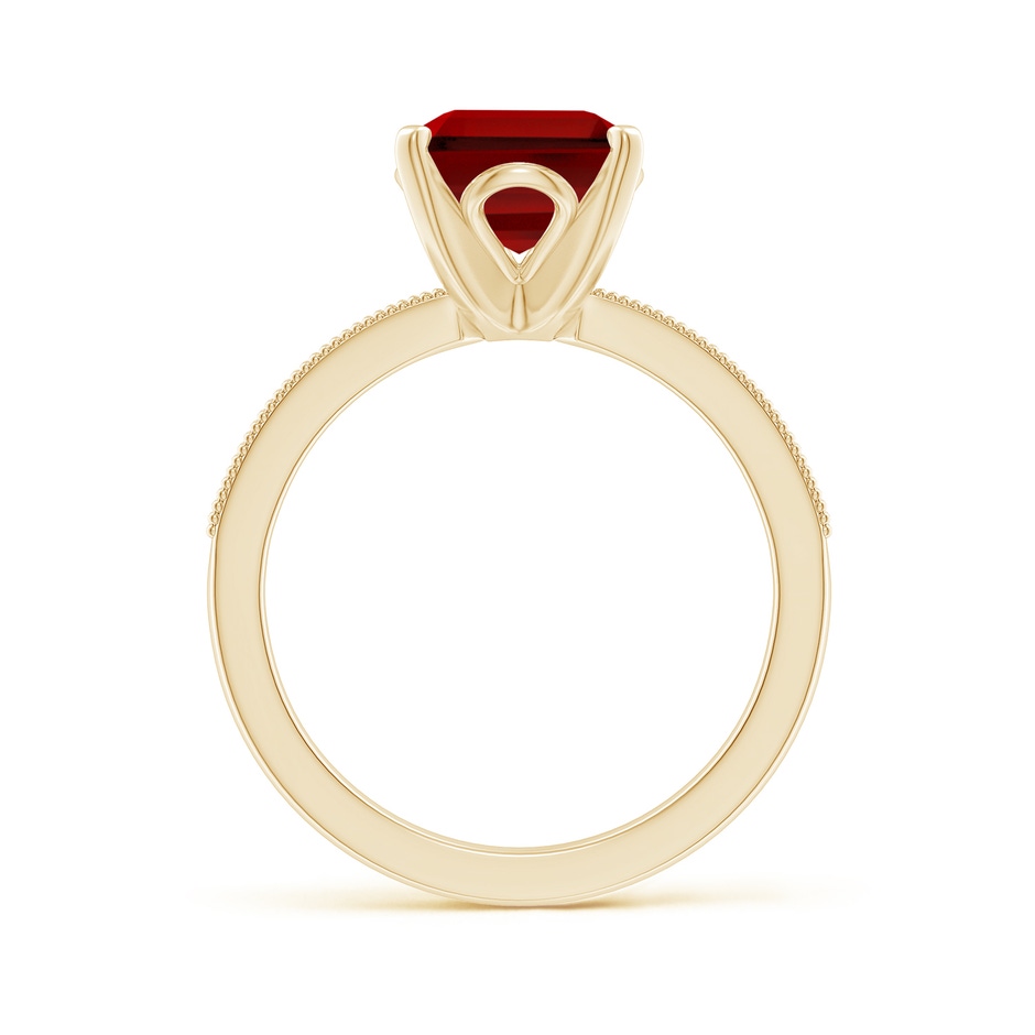 10x8mm Labgrown Lab-Grown Vintage Style Emerald-Cut Ruby Engagement Ring with Accents in 18K Yellow Gold side 199