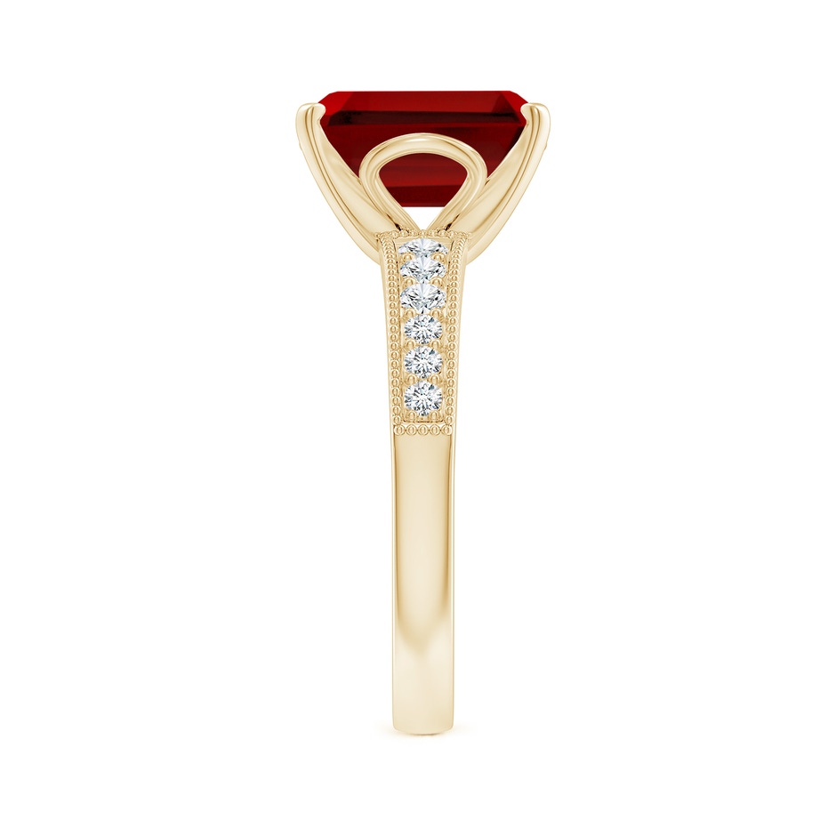 10x8mm Labgrown Lab-Grown Vintage Style Emerald-Cut Ruby Engagement Ring with Accents in 18K Yellow Gold side 299