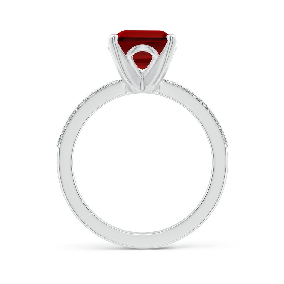 10x8mm Labgrown Lab-Grown Vintage Style Emerald-Cut Ruby Engagement Ring with Accents in P950 Platinum side 199