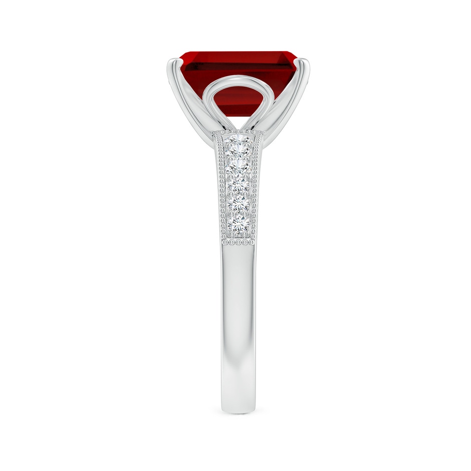 10x8mm Labgrown Lab-Grown Vintage Style Emerald-Cut Ruby Engagement Ring with Accents in P950 Platinum side 299