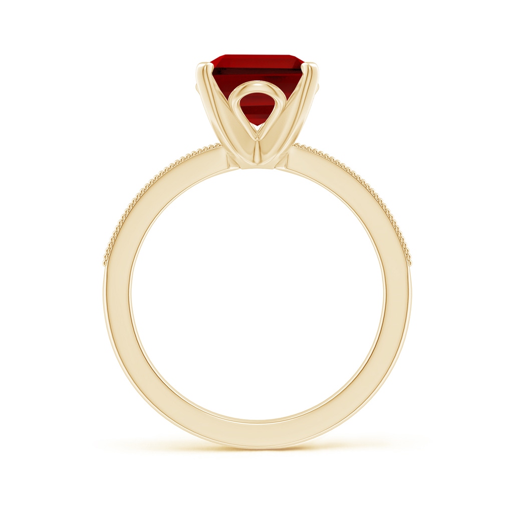 10x8mm Labgrown Lab-Grown Vintage Style Emerald-Cut Ruby Engagement Ring with Accents in Yellow Gold - side 199