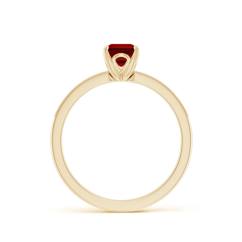 7x5mm Labgrown Lab-Grown Vintage Style Emerald-Cut Ruby Engagement Ring with Accents in Yellow Gold side 199