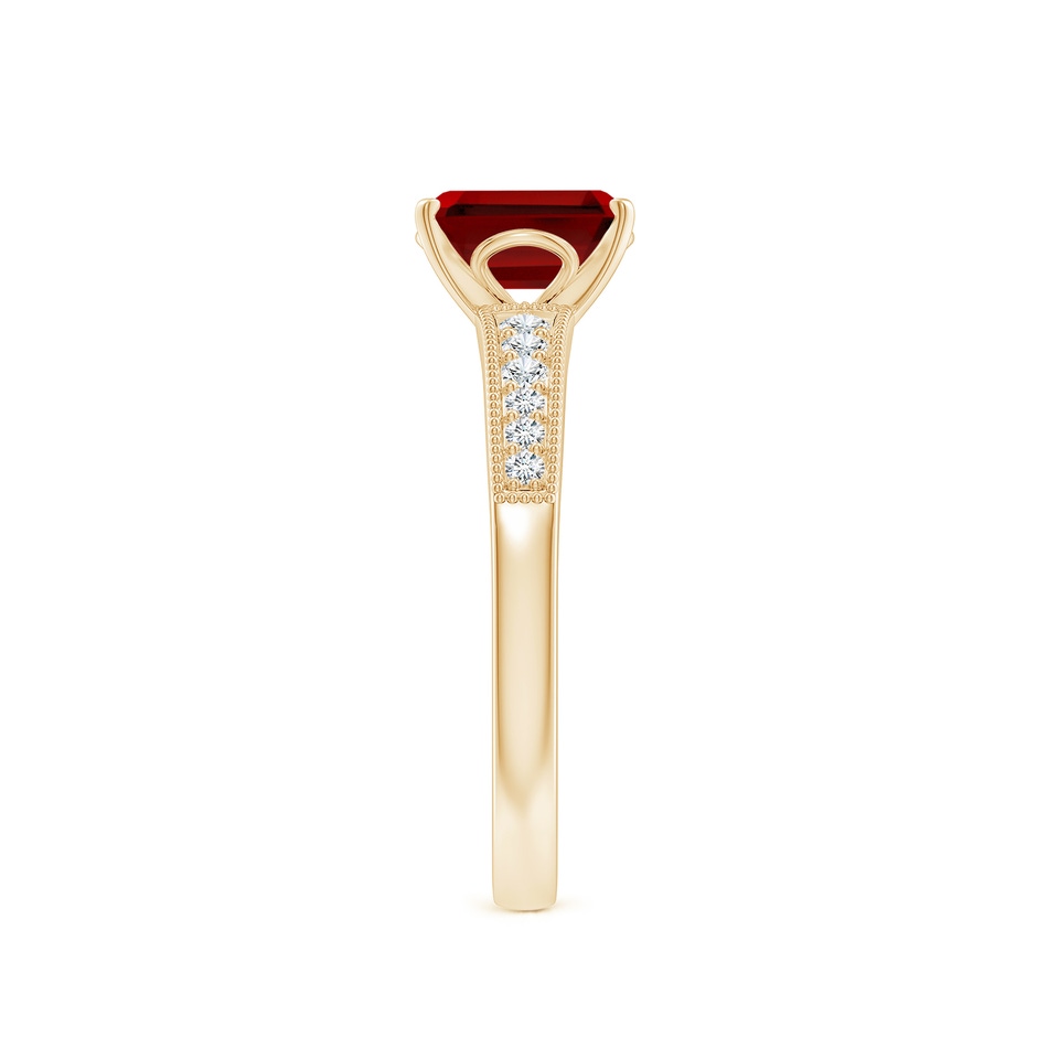 7x5mm Labgrown Lab-Grown Vintage Style Emerald-Cut Ruby Engagement Ring with Accents in Yellow Gold side 299