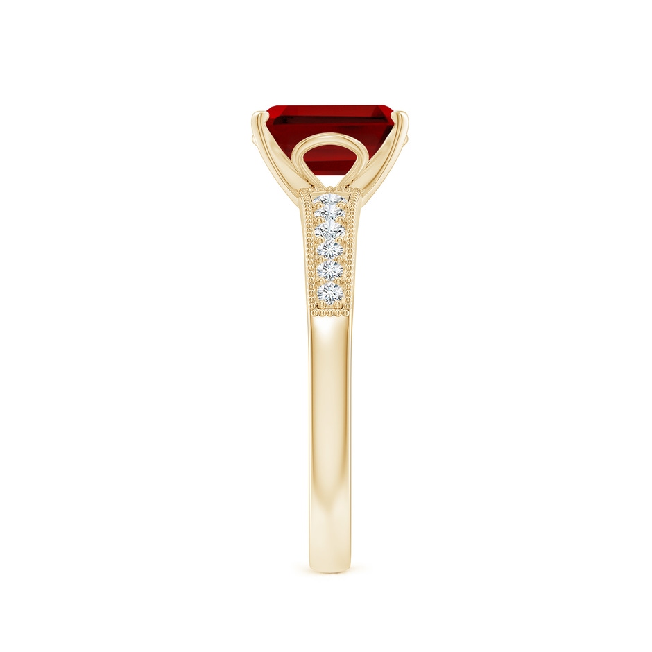 8x6mm Labgrown Lab-Grown Vintage Style Emerald-Cut Ruby Engagement Ring with Accents in Yellow Gold side 299