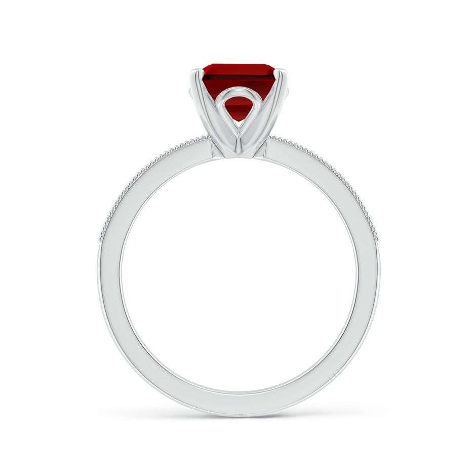 9x7mm Labgrown Lab-Grown Vintage Style Emerald-Cut Ruby Engagement Ring with Accents in 9K White Gold side 199