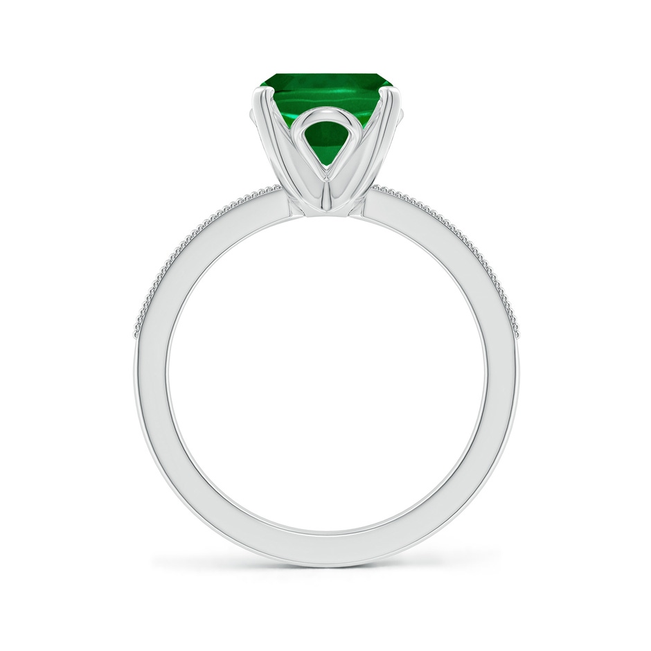 10x8mm Labgrown Lab-Grown Vintage Style Cushion Rectangular Emerald Engagement Ring with Accents in White Gold side 199