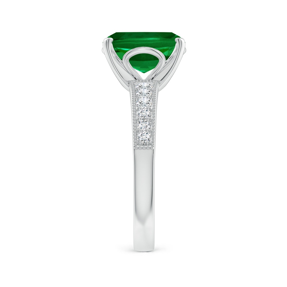 10x8mm Labgrown Lab-Grown Vintage Style Cushion Rectangular Emerald Engagement Ring with Accents in White Gold side 299