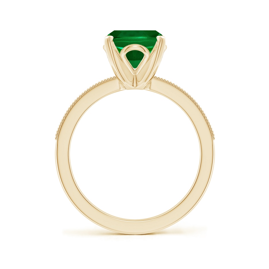 10x8mm Labgrown Lab-Grown Vintage Style Cushion Rectangular Emerald Engagement Ring with Accents in Yellow Gold side 199