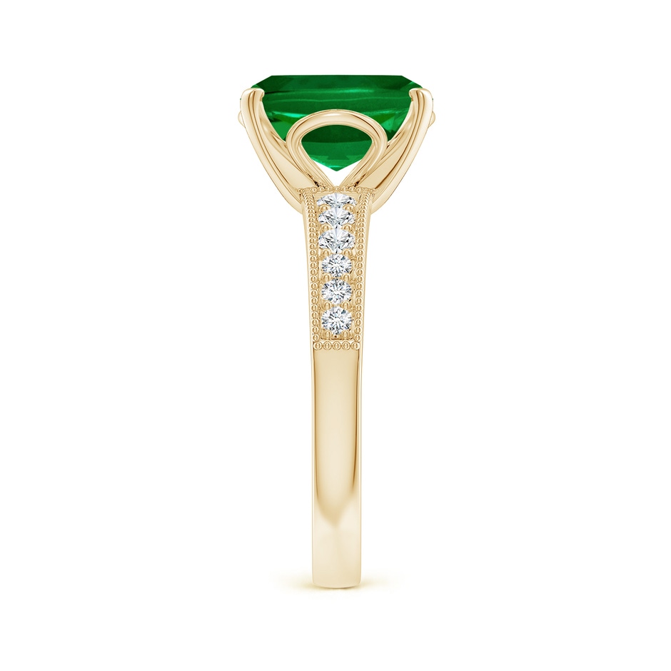 10x8mm Labgrown Lab-Grown Vintage Style Cushion Rectangular Emerald Engagement Ring with Accents in Yellow Gold side 299