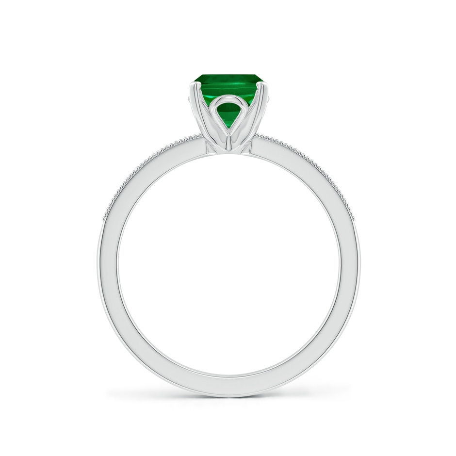 8x6mm Labgrown Lab-Grown Vintage Style Cushion Rectangular Emerald Engagement Ring with Accents in 18K White Gold side 199