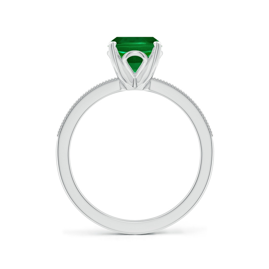 9x7mm Labgrown Lab-Grown Vintage Style Cushion Rectangular Emerald Engagement Ring with Accents in White Gold Side 199