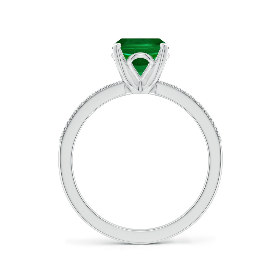 9x7mm Labgrown Lab-Grown Vintage Style Cushion Rectangular Emerald Engagement Ring with Accents in White Gold side 199