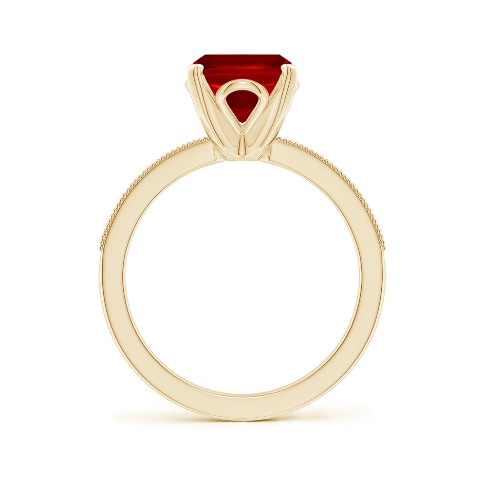 10x8mm Labgrown Lab-Grown Vintage Style Cushion Rectangular Ruby Engagement Ring with Accents in 18K Yellow Gold side 199