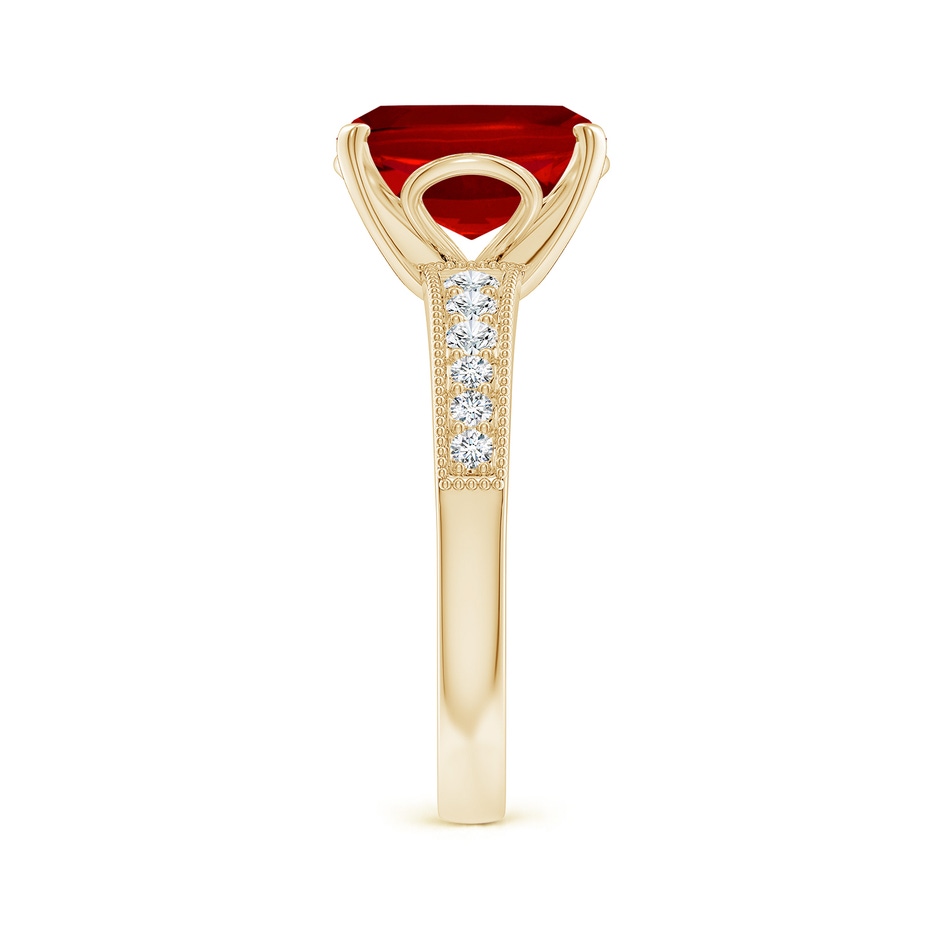 10x8mm Labgrown Lab-Grown Vintage Style Cushion Rectangular Ruby Engagement Ring with Accents in Yellow Gold side 299