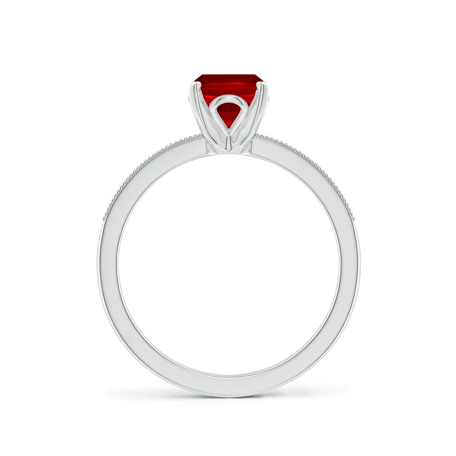 8x6mm Labgrown Lab-Grown Vintage Style Cushion Rectangular Ruby Engagement Ring with Accents in P950 Platinum side 199