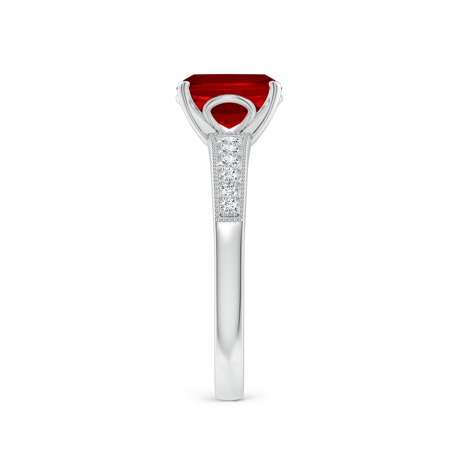 8x6mm Labgrown Lab-Grown Vintage Style Cushion Rectangular Ruby Engagement Ring with Accents in P950 Platinum side 299